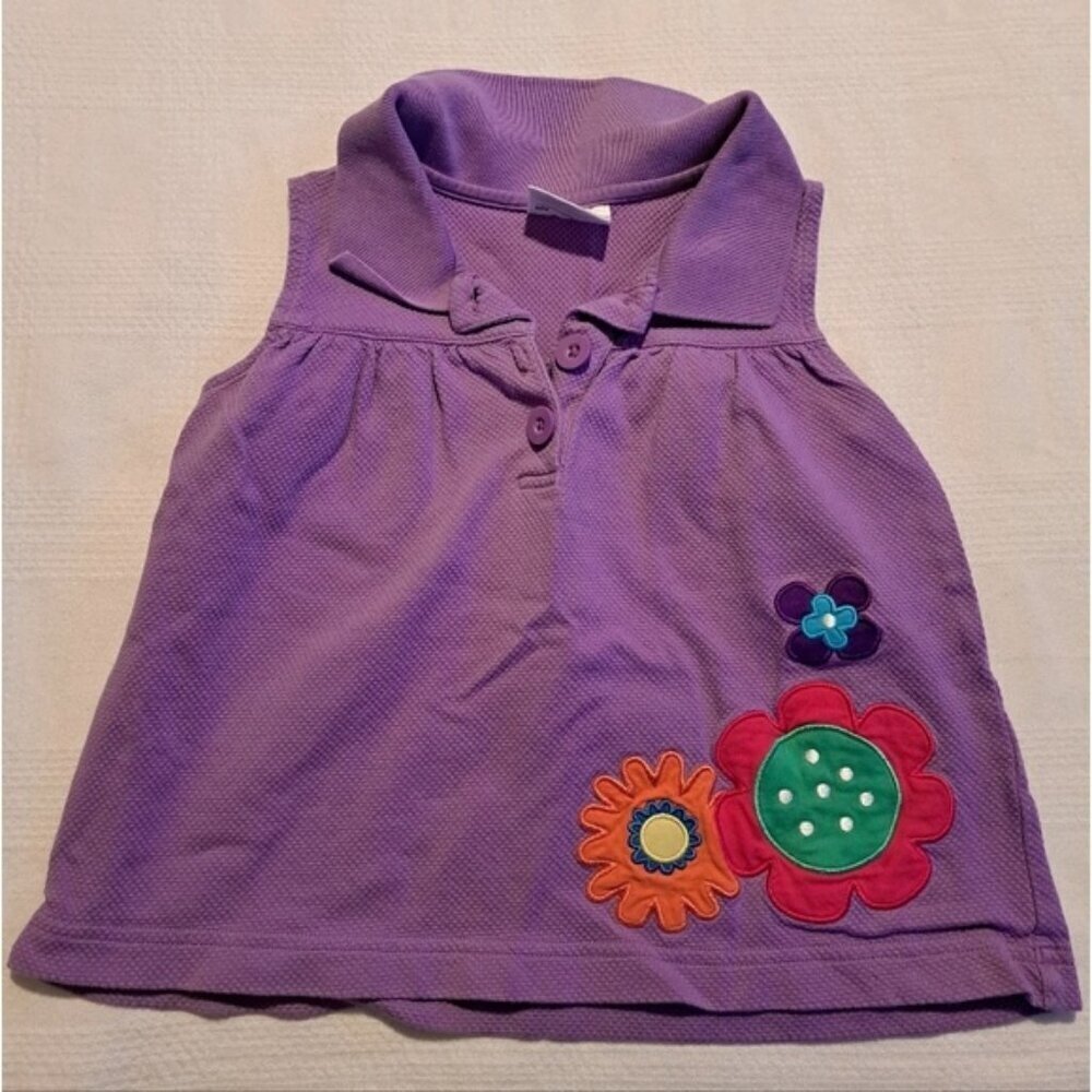 Hanna Andersson girls size 5 purple sleeveless collared shirt, VGUC